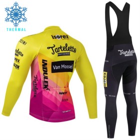 Set Fietsshirt Lange Mouw + Lange Koersbroek 2024 Tarteletto Isorex Winter Thermal Fleece Geel